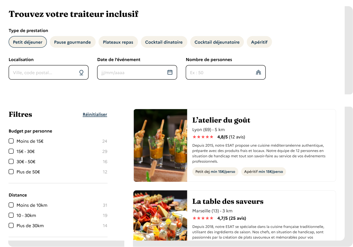 Aperçu du catalogue traiteur